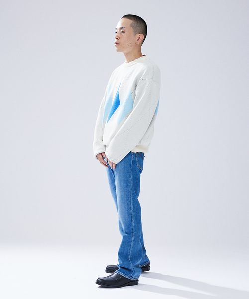 417 EDIFICE（フォーワンセブンエディフィス）の「ARGYLE KNIT / アーガイルニット（ニット/セーター・メンズ・グレー/ブルー系その他/パープル・MEDIUM/LARGE）」の12枚目の写真