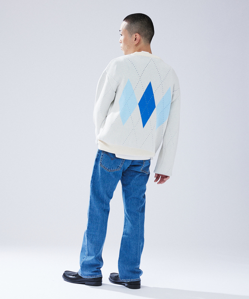 417 EDIFICE（フォーワンセブンエディフィス）の「ARGYLE KNIT / アーガイルニット（ニット/セーター・メンズ・グレー/ブルー系その他/パープル・MEDIUM/LARGE）」の13枚目の写真