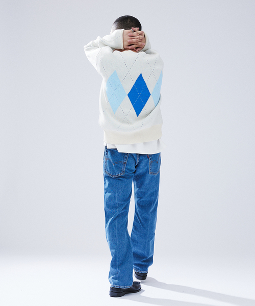 417 EDIFICE（フォーワンセブンエディフィス）の「ARGYLE KNIT / アーガイルニット（ニット/セーター・メンズ・グレー/ブルー系その他/パープル・MEDIUM/LARGE）」の15枚目の写真
