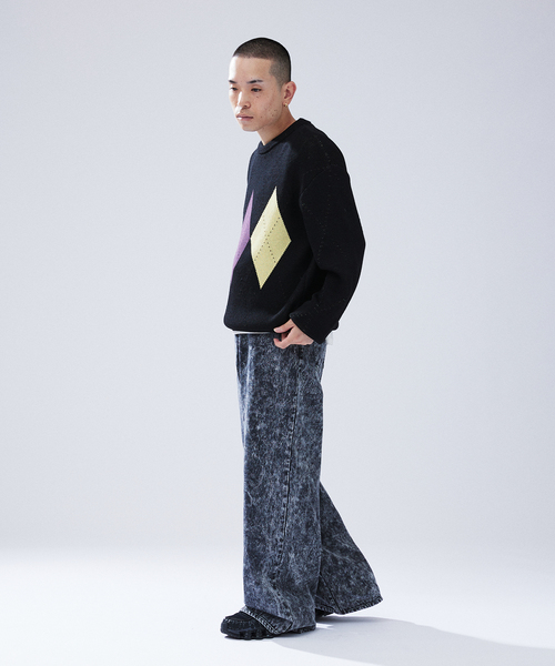 417 EDIFICE（フォーワンセブンエディフィス）の「ARGYLE KNIT / アーガイルニット（ニット/セーター・メンズ・グレー/ブルー系その他/パープル・MEDIUM/LARGE）」の22枚目の写真