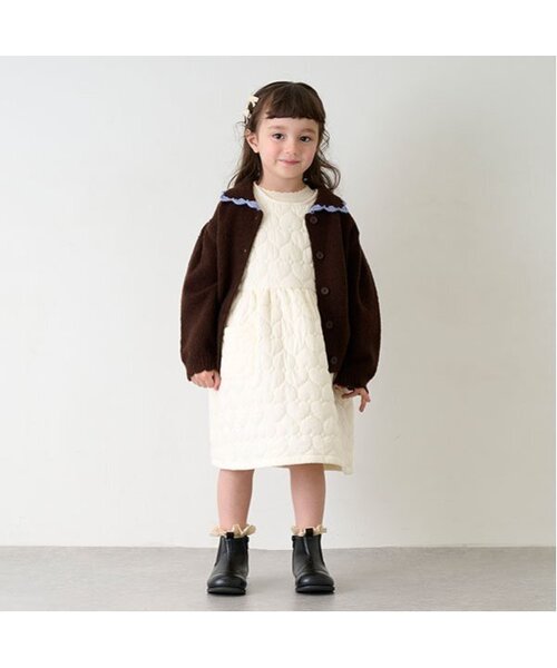 petit main（プティマイン）の「【リンク】衿ニットカーディガン(キッズ)（カーディガン/ボレロ・キッズ・アイボリー/ブラウン/チャコール・S/M/L）」の18枚目の写真