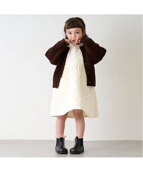 petit main（プティマイン）の「【リンク】衿ニットカーディガン(キッズ)（カーディガン/ボレロ・キッズ・アイボリー/ブラウン/チャコール・S/M/L）」の19枚目の写真