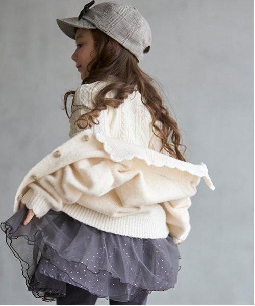 petit main（プティマイン）の「【リンク】衿ニットカーディガン(キッズ)（カーディガン/ボレロ・キッズ・アイボリー/ブラウン/チャコール・S/M/L）」の17枚目の写真