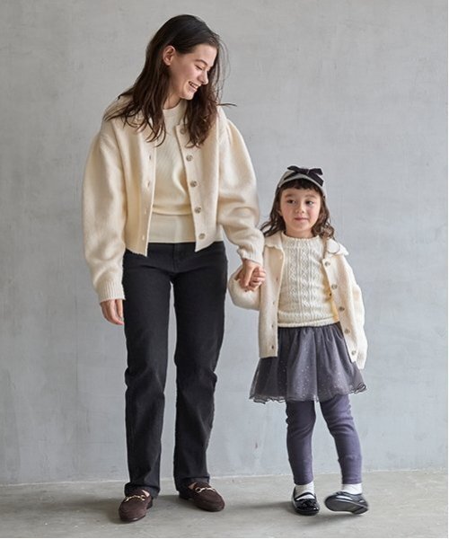 petit main（プティマイン）の「【リンク】衿ニットカーディガン(キッズ)（カーディガン/ボレロ・キッズ・アイボリー/ブラウン/チャコール・S/M/L）」の11枚目の写真