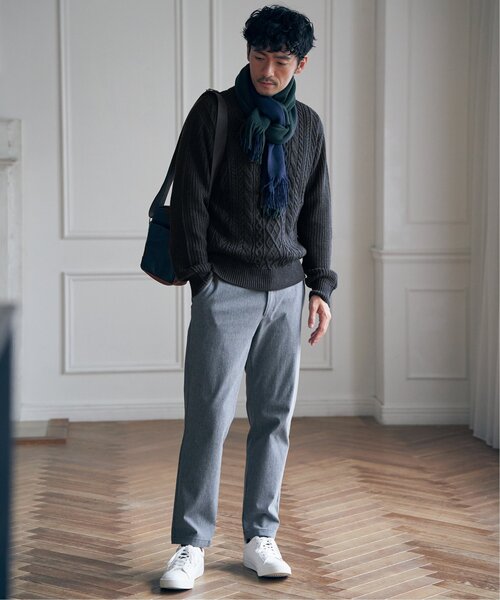 ikka（イッカ）の「アランケーブル抗菌リサイクルニット（ニット/セーター・メンズ・オフホワイト/チャコールグレー/ワイン/ネイビー・S/M/L/XL）」の12枚目の写真