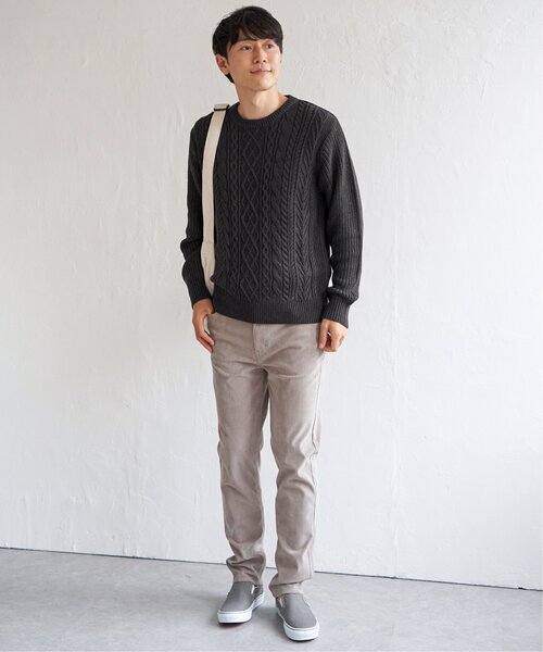 ikka（イッカ）の「アランケーブル抗菌リサイクルニット（ニット/セーター・メンズ・オフホワイト/チャコールグレー/ワイン/ネイビー・S/M/L/XL）」の15枚目の写真