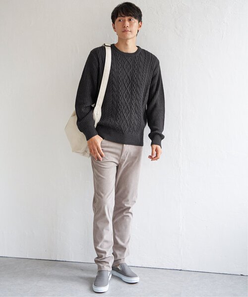 ikka（イッカ）の「アランケーブル抗菌リサイクルニット（ニット/セーター・メンズ・オフホワイト/チャコールグレー/ワイン/ネイビー・S/M/L/XL）」の16枚目の写真