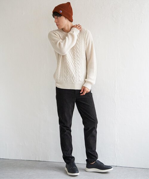 ikka（イッカ）の「アランケーブル抗菌リサイクルニット（ニット/セーター・メンズ・オフホワイト/チャコールグレー/ワイン/ネイビー・S/M/L/XL）」の17枚目の写真