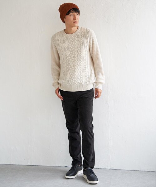 ikka（イッカ）の「アランケーブル抗菌リサイクルニット（ニット/セーター・メンズ・オフホワイト/チャコールグレー/ワイン/ネイビー・S/M/L/XL）」の18枚目の写真