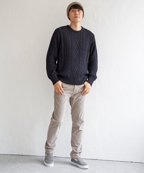 ikka（イッカ）の「アランケーブル抗菌リサイクルニット（ニット/セーター・メンズ・オフホワイト/チャコールグレー/ワイン/ネイビー・S/M/L/XL）」の22枚目の写真