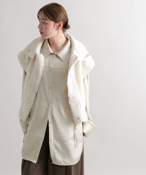 KBF（ケイビーエフ）の「サテンロングシャツ（シャツ/ブラウス・レディース・ベージュ/ネイビー/ブラウン・ONE）」の9枚目の写真