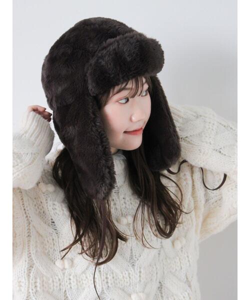 ehka sopo（エヘカソポ）の「ボアフライトキャップ（ハット・レディース・チャコールグレー/キナリ/グレー・F）」の18枚目の写真