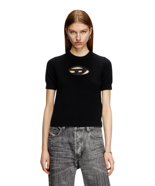 DIESEL（ディーゼル）の「ウィメンズ 半袖プルオーバーニット M-ARGARIN-SS（ニット/セーター・レディース・ベージュ/ブラック・LARGE/MEDIUM/SMALL/X-SMALL/X-LARGE）」の2枚目の写真