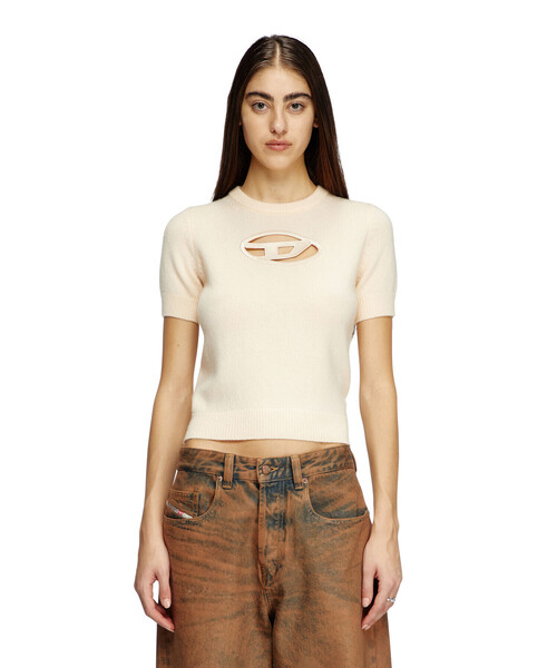 DIESEL（ディーゼル）の「ウィメンズ 半袖プルオーバーニット M-ARGARIN-SS（ニット/セーター・レディース・ベージュ/ブラック・LARGE/MEDIUM/SMALL/X-SMALL/X-LARGE）」の7枚目の写真