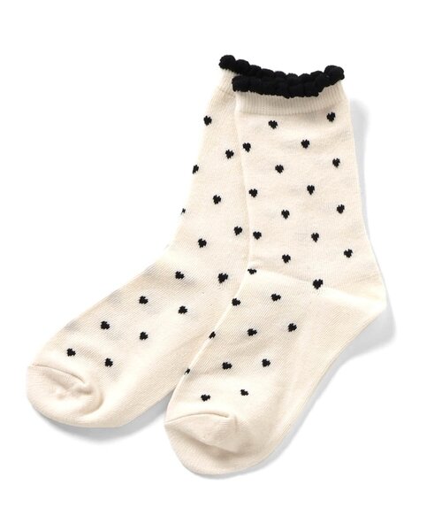 apres les cours（アプレレクール）の「お花・ハート・さくらんぼ柄ソックス（ソックス/靴下・キッズ・ピンク/ブラック/アイボリー・12/15 /18/21）」の2枚目の写真