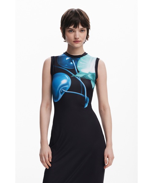 デシグアル DesigualL 五分袖/ハイネック/切り替えワンピ L デシグアル Desigual アシンメトリーストラップ ワンピース水着
