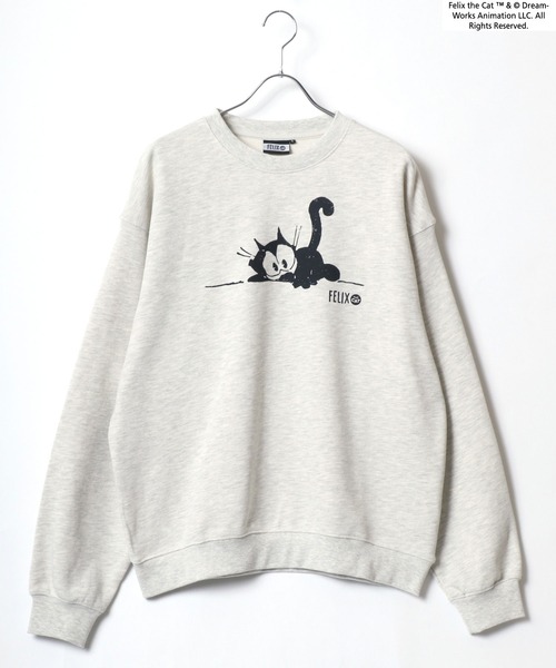 THE FELiX（フェリクス）の「FELIX THE CAT/フィリックス ザ キャット オーバーサイズ ラグラン フロッキー フロント バックプリント スウェット レディース メンズ トレーナー（スウェット・レディース・スミクロ/グレー系その他/ブラック系その他2/アッシュグレー/ブラック系その他・M/L/LL）」の13枚目の写真