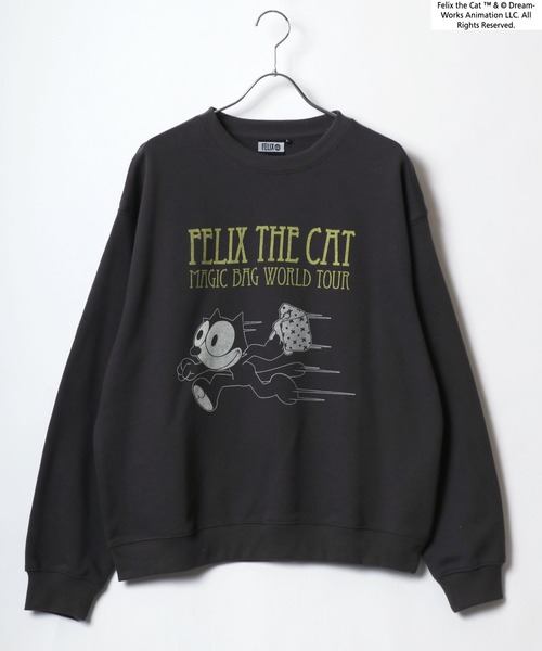 THE FELiX（フェリクス）の「FELIX THE CAT/フィリックス ザ キャット オーバーサイズ ラグラン フロッキー フロント バックプリント スウェット レディース メンズ トレーナー（スウェット・レディース・スミクロ/グレー系その他/ブラック系その他2/アッシュグレー/ブラック系その他・M/L/LL）」の7枚目の写真