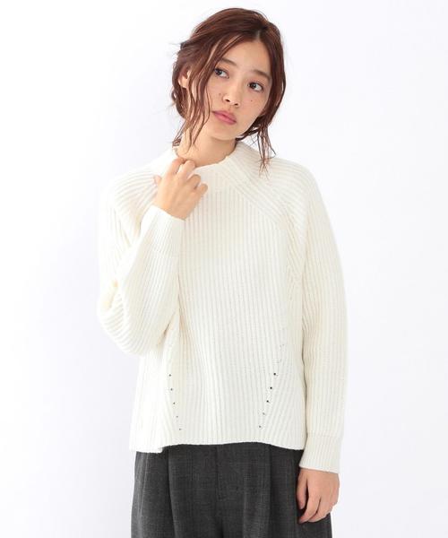 Another Edition(アナザーエディション)の「畦バックスリットプルオーバー/AEBC W/Nアゼ BACK スリット PO(ニット/セーター・レディース・オフホワイト/ブラック/グレー/ワインレッド・フリー)」の2枚目の写真