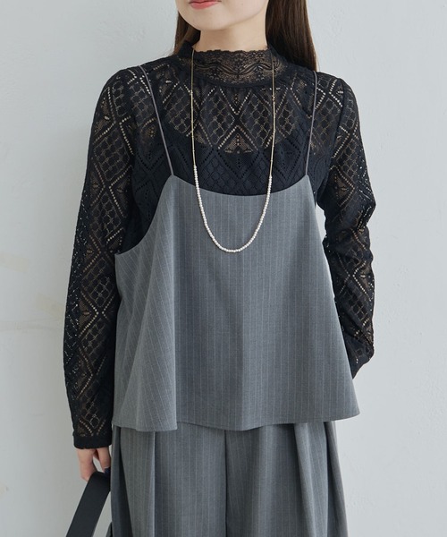 PUAL CE CIN（ピュアルセシン）の「ストレッチレースハイネックカットソー（Tシャツ/カットソー・レディース・オフホワイト/ブラック・FREE）」の16枚目の写真