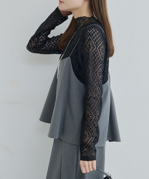 PUAL CE CIN（ピュアルセシン）の「ストレッチレースハイネックカットソー（Tシャツ/カットソー・レディース・オフホワイト/ブラック・FREE）」の17枚目の写真