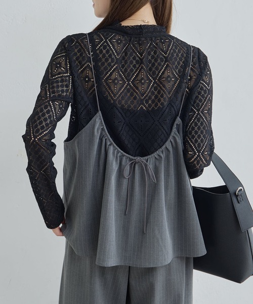 PUAL CE CIN（ピュアルセシン）の「ストレッチレースハイネックカットソー（Tシャツ/カットソー・レディース・オフホワイト/ブラック・FREE）」の18枚目の写真