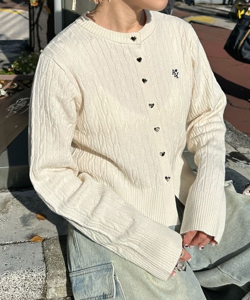 Alley Tokyo(アリートーキョー)の「Alleyハートのカーデ(カーディガン/ボレロ・レディース・レッド/イエロー/ネイビー/オフホワイト・FREE)」の1枚目の写真