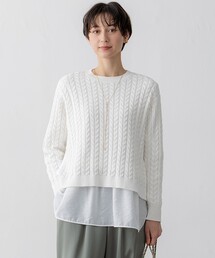 【Oggi3月号掲載/洗える】コットンギマ ケーブル ニット
