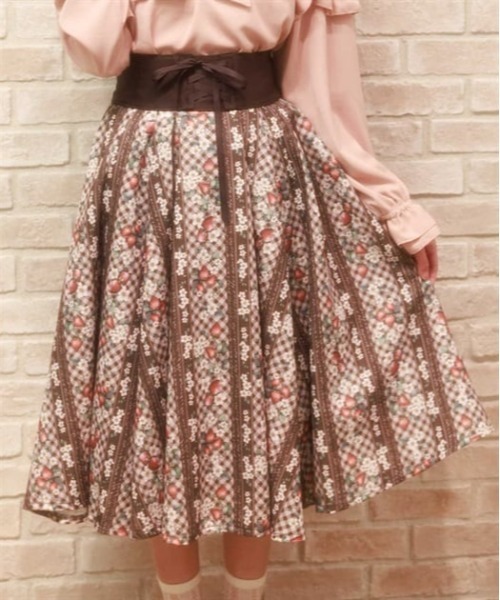 axes femme(アクシーズファム)の「ストロベリーチェック柄スカート(スカート・レディース・ネイビー/ブラウン/レッド・FREE)」の5枚目の写真