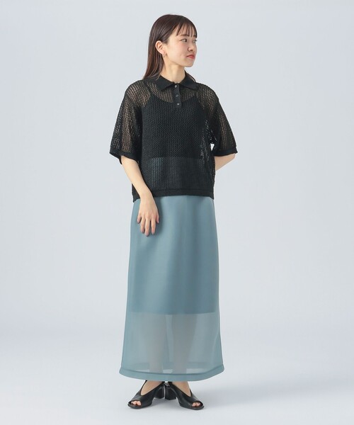 BEAMS HEART(ビームスハート)の「メッシュ ニットポロ(ポロシャツ・レディース・ホワイト系その他5/オレンジ/ブラック・FREE)」の4枚目の写真