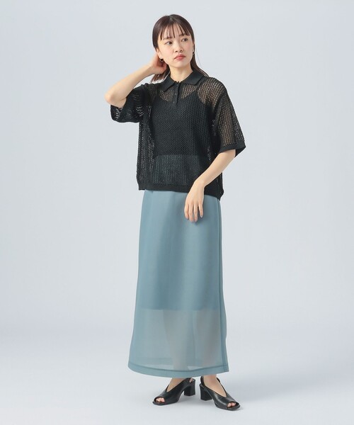 BEAMS HEART(ビームスハート)の「メッシュ ニットポロ(ポロシャツ・レディース・ホワイト系その他5/オレンジ/ブラック・FREE)」の5枚目の写真