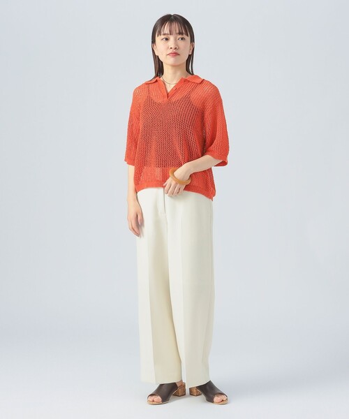 BEAMS HEART(ビームスハート)の「メッシュ ニットポロ(ポロシャツ・レディース・ホワイト系その他5/オレンジ/ブラック・FREE)」の8枚目の写真