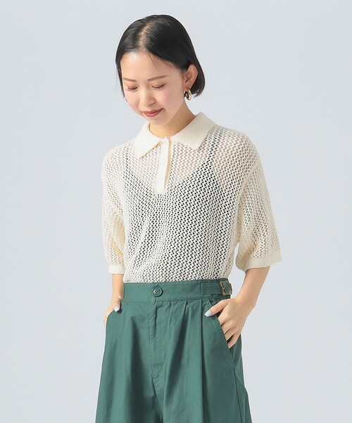BEAMS HEART(ビームスハート)の「メッシュ ニットポロ(ポロシャツ・レディース・ホワイト系その他5/オレンジ/ブラック・FREE)」の14枚目の写真