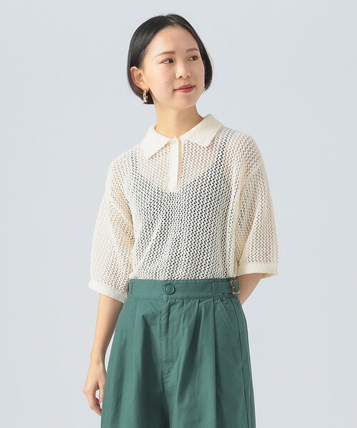 BEAMS HEART(ビームスハート)の「メッシュ ニットポロ(ポロシャツ・レディース・ホワイト系その他5/オレンジ/ブラック・FREE)」の15枚目の写真
