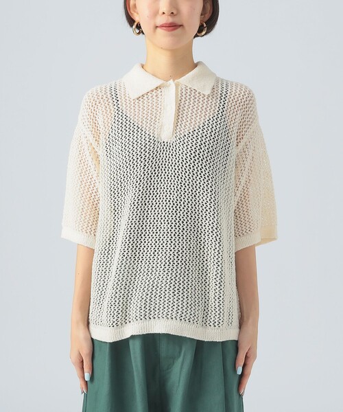 BEAMS HEART(ビームスハート)の「メッシュ ニットポロ(ポロシャツ・レディース・ホワイト系その他5/オレンジ/ブラック・FREE)」の16枚目の写真