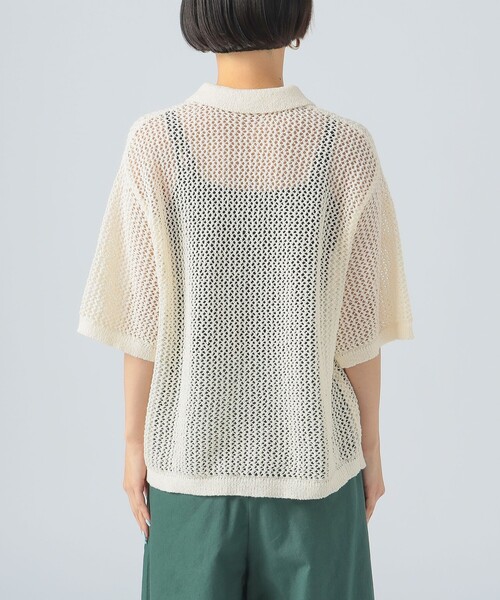 BEAMS HEART(ビームスハート)の「メッシュ ニットポロ(ポロシャツ・レディース・ホワイト系その他5/オレンジ/ブラック・FREE)」の18枚目の写真