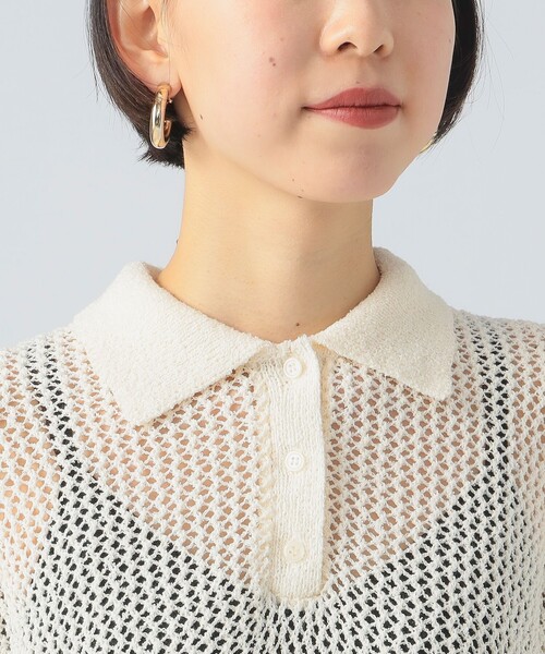 BEAMS HEART(ビームスハート)の「メッシュ ニットポロ(ポロシャツ・レディース・ホワイト系その他5/オレンジ/ブラック・FREE)」の19枚目の写真