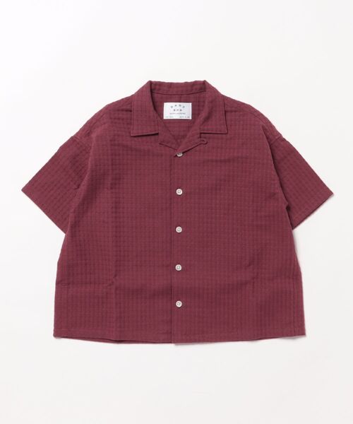 EAST END HIGHLANDERS（イーストエンドハイランダーズ）の「East End Highlanders / オープンカラー刺し子シャツ（シャツ/ブラウス・キッズ・ネイビー/ワイン・100/120/110）」の2枚目の写真