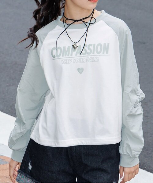 algy（アルジー）の「ギャザースリーブラグランロンT（Tシャツ/カットソー・キッズ・ミント/ピンク/ブラック・XX-SMALL/X-SMALL/MEDIUM/SMALL）」の3枚目の写真