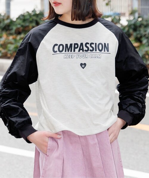 algy（アルジー）の「ギャザースリーブラグランロンT（Tシャツ/カットソー・キッズ・ミント/ピンク/ブラック・XX-SMALL/X-SMALL/MEDIUM/SMALL）」の2枚目の写真