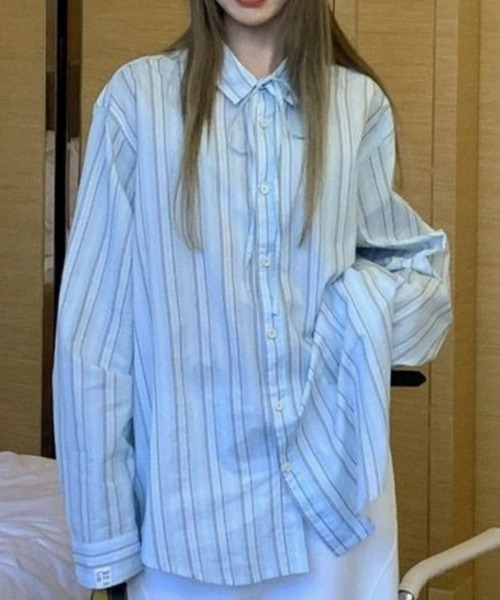 almo(アルモ)の「SH ネックリボンストライプシャツ(se)(シャツ/ブラウス・レディース・ブルー・FREE)」の15枚目の写真