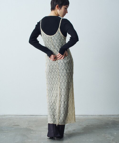CODE A(コードエー)の「stretch lace cami dress(ワンピース・レディース・パープル/ホワイト/ライトイエロー系・00)」の6枚目の写真