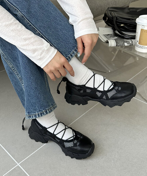 DISCOAT（ディスコート）の「レースアップバレエスニーカー（スニーカー・レディース・ブラック/シルバー・MEDIUM/LARGE）」の5枚目の写真