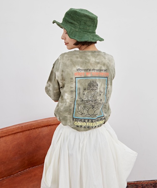 チャイハネ（チャイハネ）の「【チャイハネ】Amina×grn フマダイメンズTシャツ（Tシャツ/カットソー・メンズ・マルチ/カーキ・XL/L）」の7枚目の写真