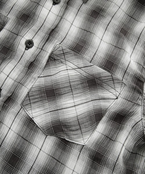 X-girl（エックスガール）の「SHIRRED PLAID SHIRT（シャツ/ブラウス・レディース・ブラック/ブラウン/ライトパープル・S/M）」の6枚目の写真