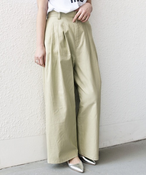 SHIPS.me(シップスミー)の「【ZOZO限定】SHIPS.me:綿麻 3タック ワイド パンツ(その他パンツ・レディース・ネイビー/カーキ/ライトブルー/ブラウン・XXL-Short/XL-Regular/XL-Short/M-Regular/M-Short/S-Regular/S-Short/XXL-Regular/L-Regular/L-Short)」の2枚目の写真