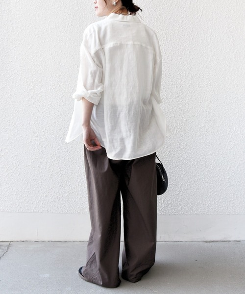 SHIPS.me(シップスミー)の「【ZOZO限定】SHIPS.me:綿麻 3タック ワイド パンツ(その他パンツ・レディース・ネイビー/カーキ/ライトブルー/ブラウン・XXL-Short/XL-Regular/XL-Short/M-Regular/M-Short/S-Regular/S-Short/XXL-Regular/L-Regular/L-Short)」の22枚目の写真