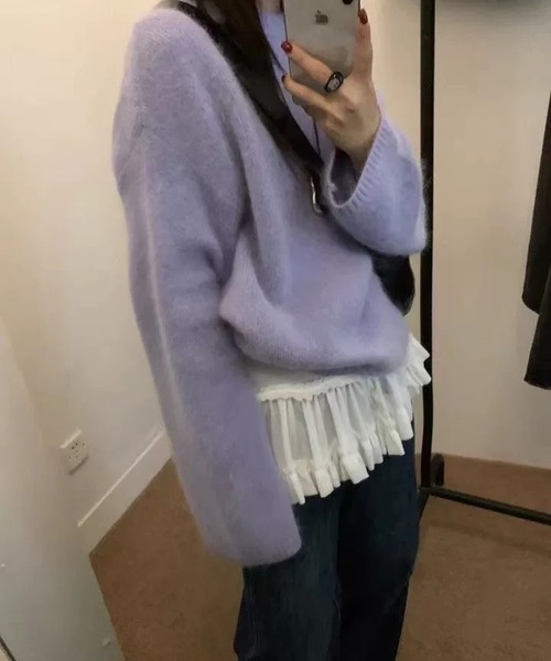 MEMECLE（メメクル）の「【 MEMECLE / メメクル 】シースルー 裾フリルレイヤード カットソー（Tシャツ/カットソー・レディース・ホワイト/ブラック・L/M/S）」の7枚目の写真