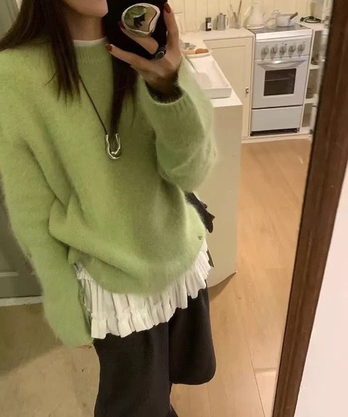 MEMECLE（メメクル）の「【 MEMECLE / メメクル 】シースルー 裾フリルレイヤード カットソー（Tシャツ/カットソー・レディース・ホワイト/ブラック・L/M/S）」の9枚目の写真
