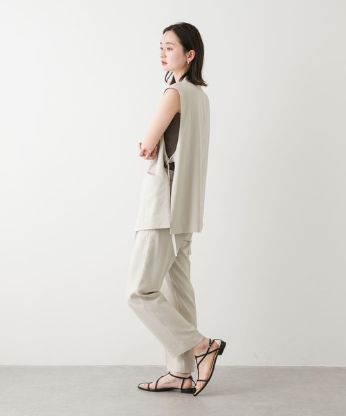 SENSE OF PLACE by URBAN RESEARCH（センスオブプレイスバイアーバンリサーチ）の「『UR TECH DRYLUXE』リネンライクテーパードパンツ（その他パンツ・レディース・ブラック/ライトベージュ/ネイビー/チャコールグレー・SMALL/MEDIUM/LARGE）」の18枚目の写真